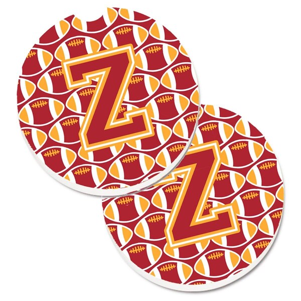 Carolines Treasures Letter Z Football Cardinal and Gold Set of 2 Cup Holder Car Coaster CJ1070-ZCARC - main